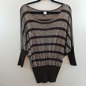 Pronto U.S.A. Womens Striped Batwing Sweater Dress L